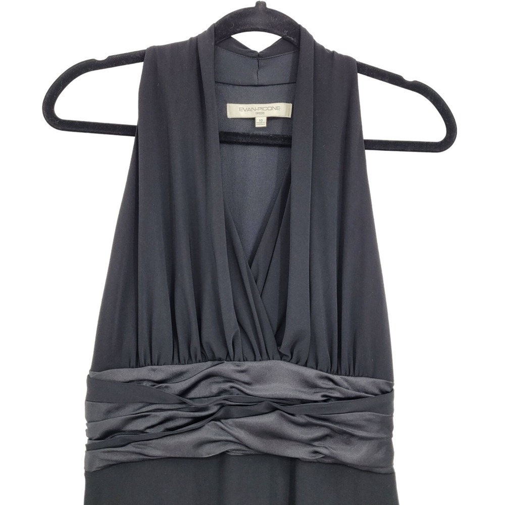 New Vtg 90s‎ Evan Piccone Cocktail Dress Sz 10 Black Sleeveless Ruched Aline LBD
